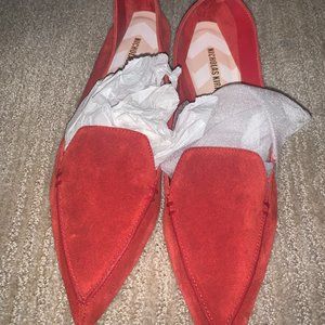 nicholas kirkwood red flats suede
